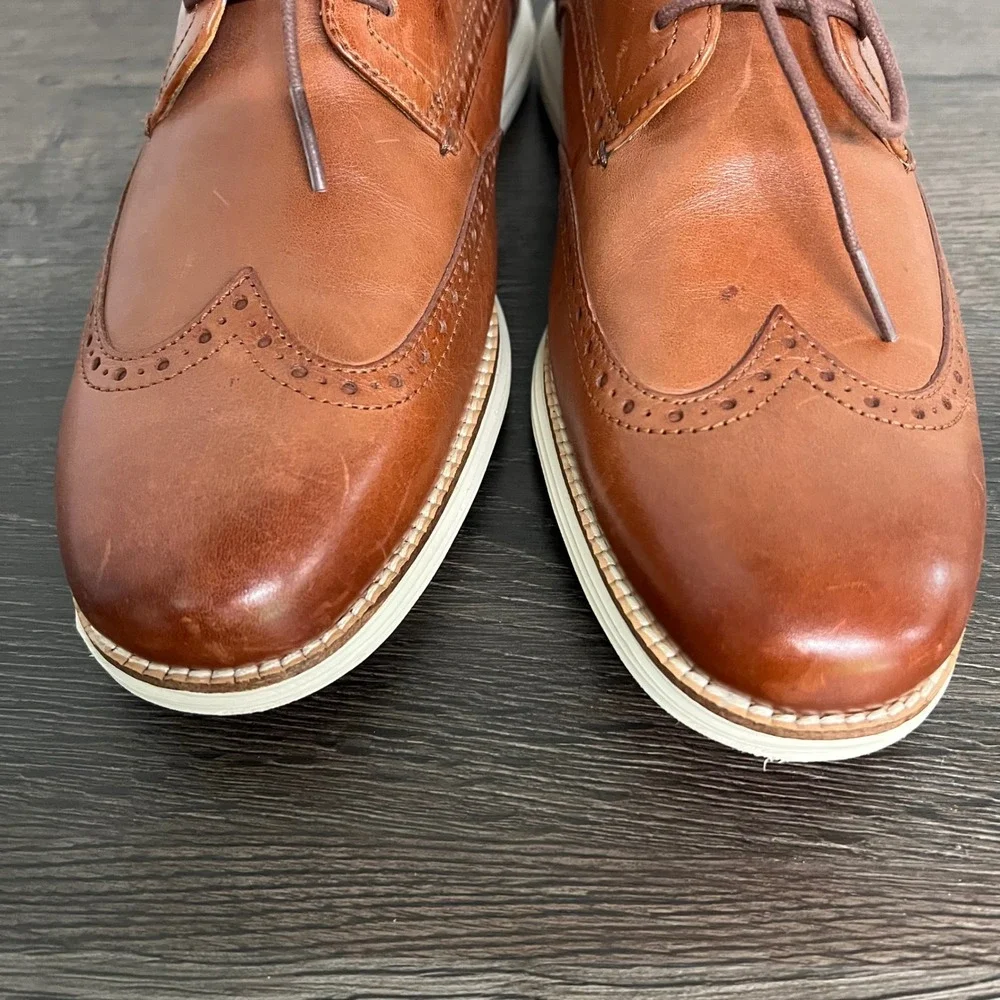 Cole Haan Grand.OS Mens 10M British Tan Leather Wingtip Oxford Shoes C26471